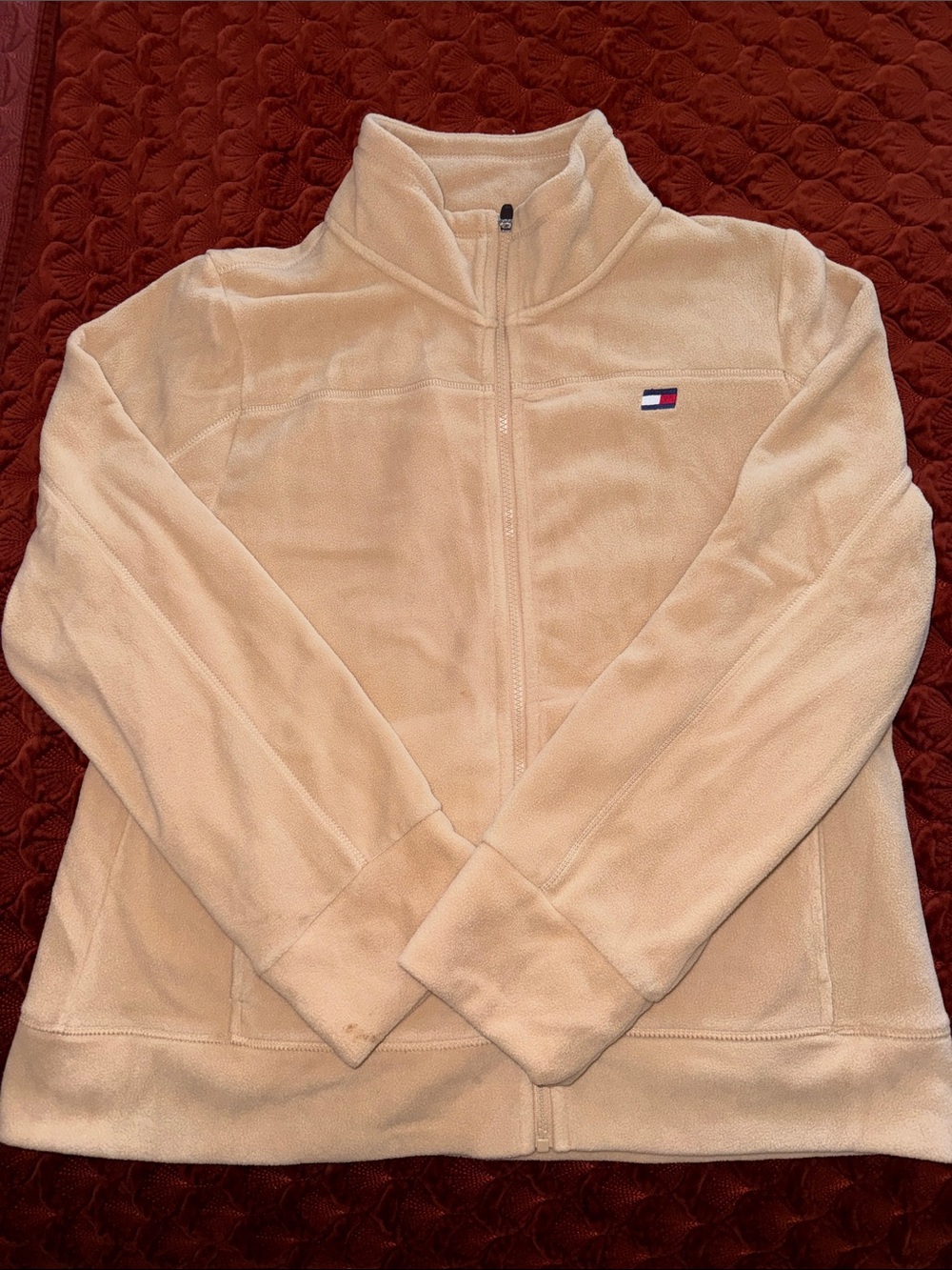 Tommy Hilfiger Cream Teddy Fleece Zip-Up Jacket
